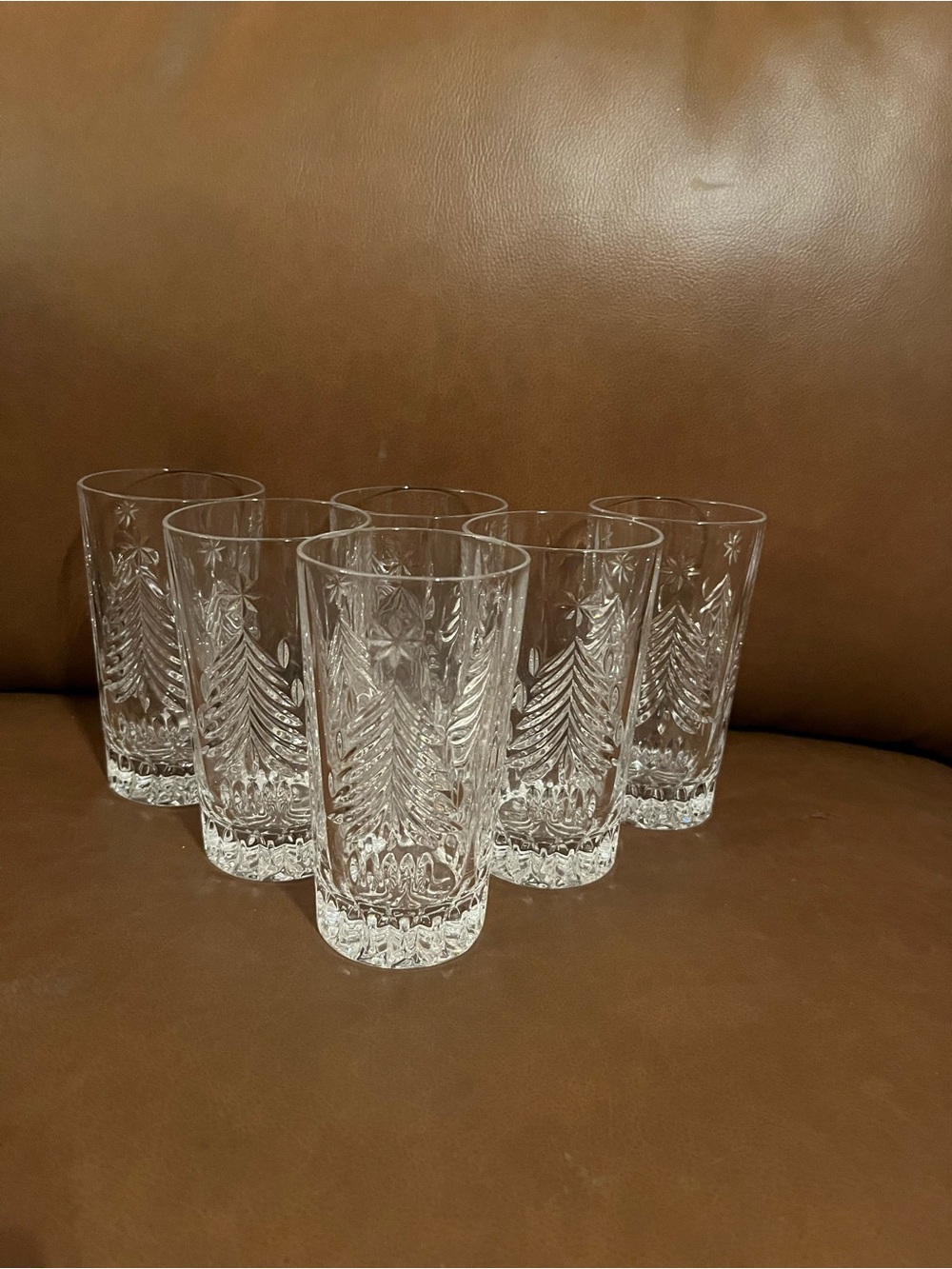 Mikasa Christmas Tree Clear Cut Crystal High Balm Glasses , Set of 6